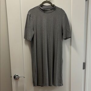 Topshop Gray Midi Dress Crew Neck